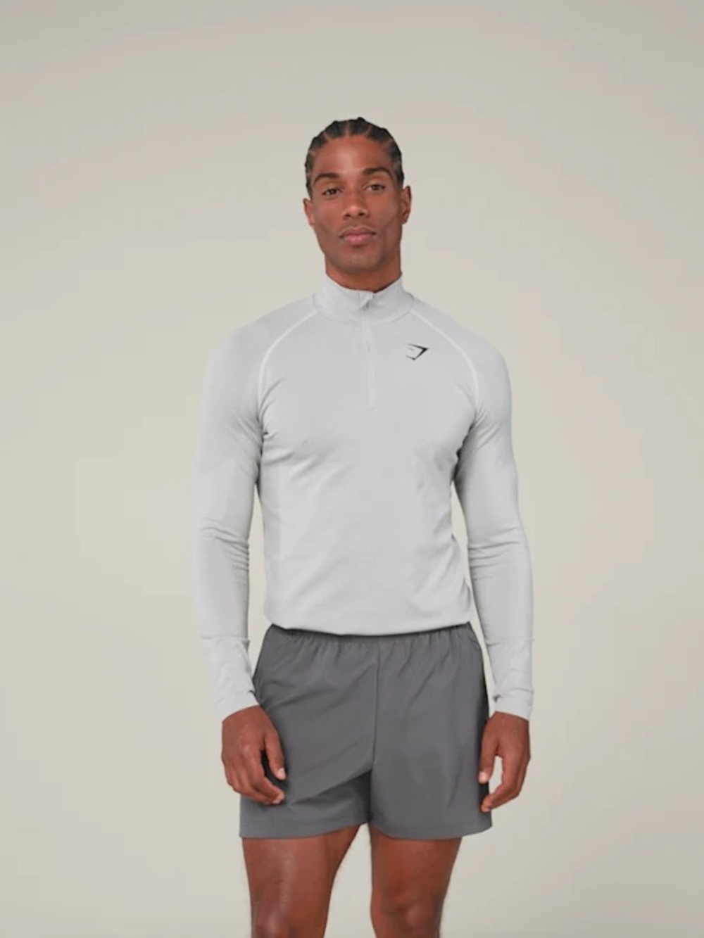 Gymshark Vital 1/4 Zip Men’s Gray Long-Sleeve Swim Top - UPF Performance